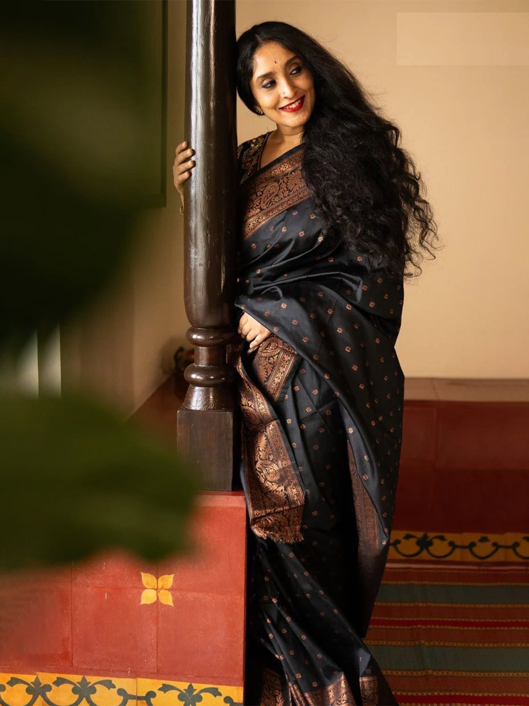 

Upalksh Woven Design Zari Kanjeevaram Saree, Black