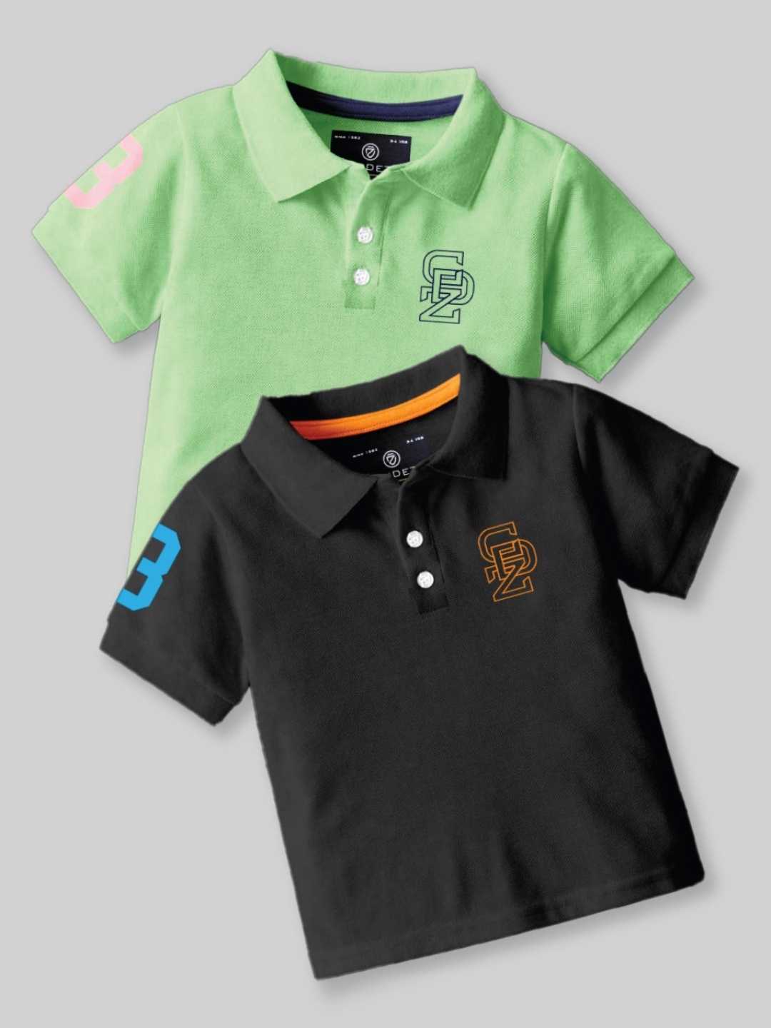 

CODEZ Boys Pack of 2 Polo Collar T-shirt, Green