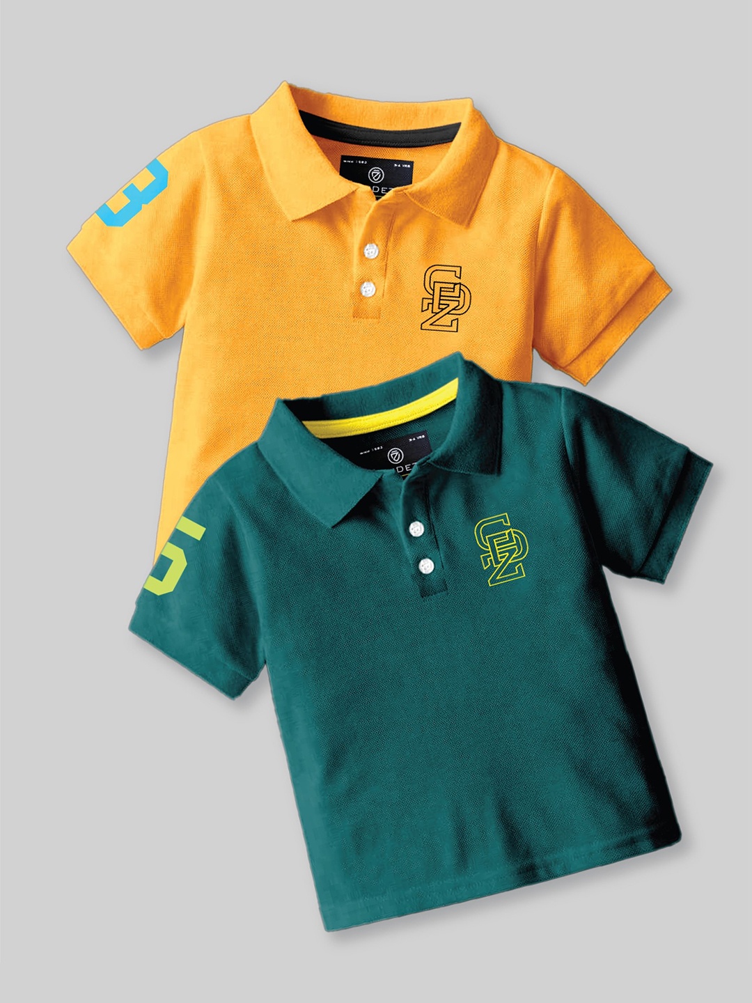 

CODEZ Boys 2 Polo Collar Applique T-shirt, Yellow