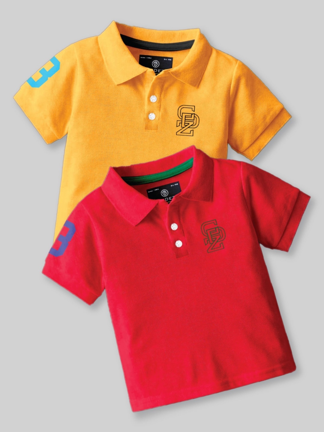 

CODEZ Boys Pack of 2 Polo Collar T-shirt, Yellow