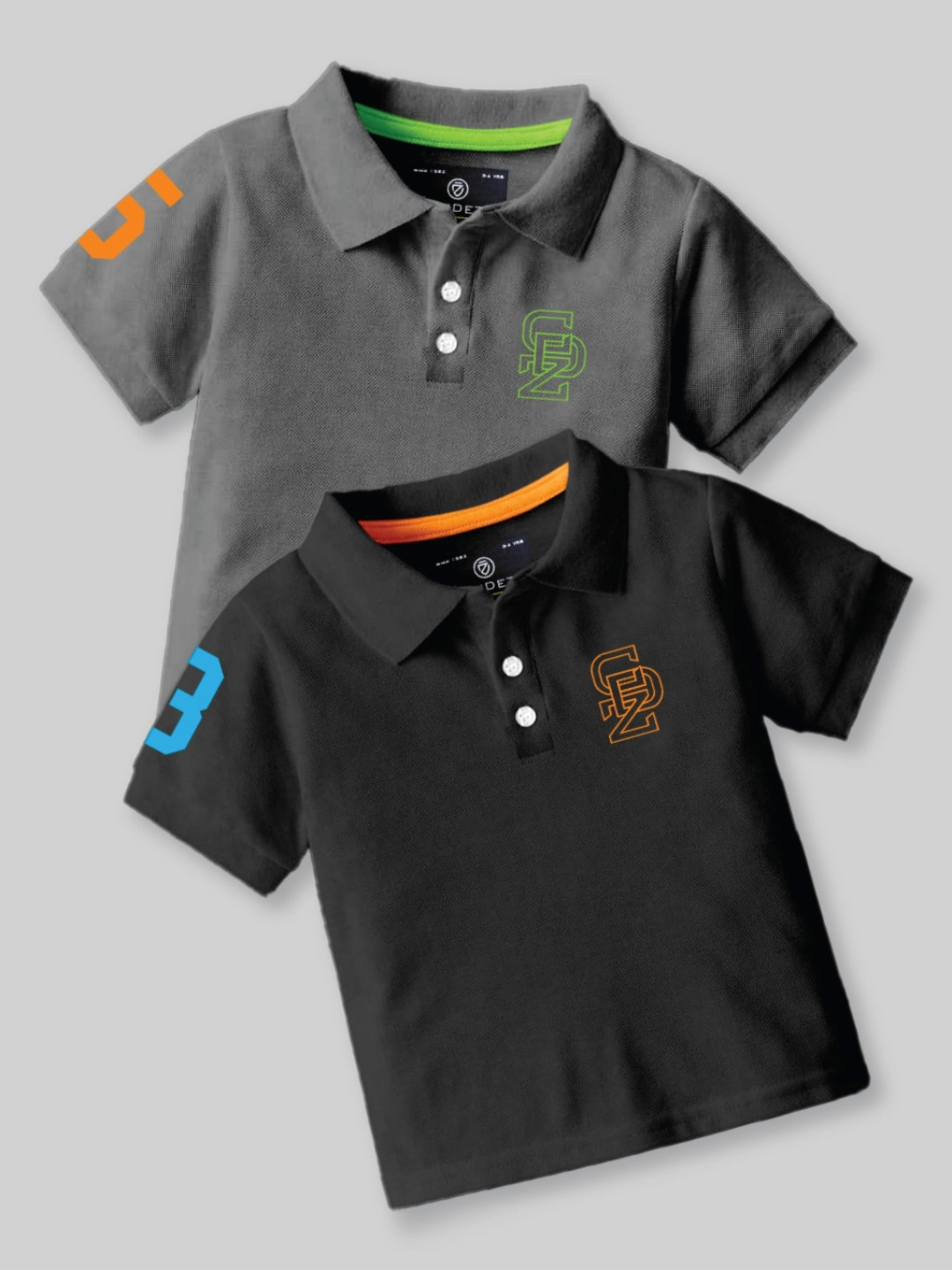 

CODEZ Boys 2 Polo Collar Applique T-shirt, Steel