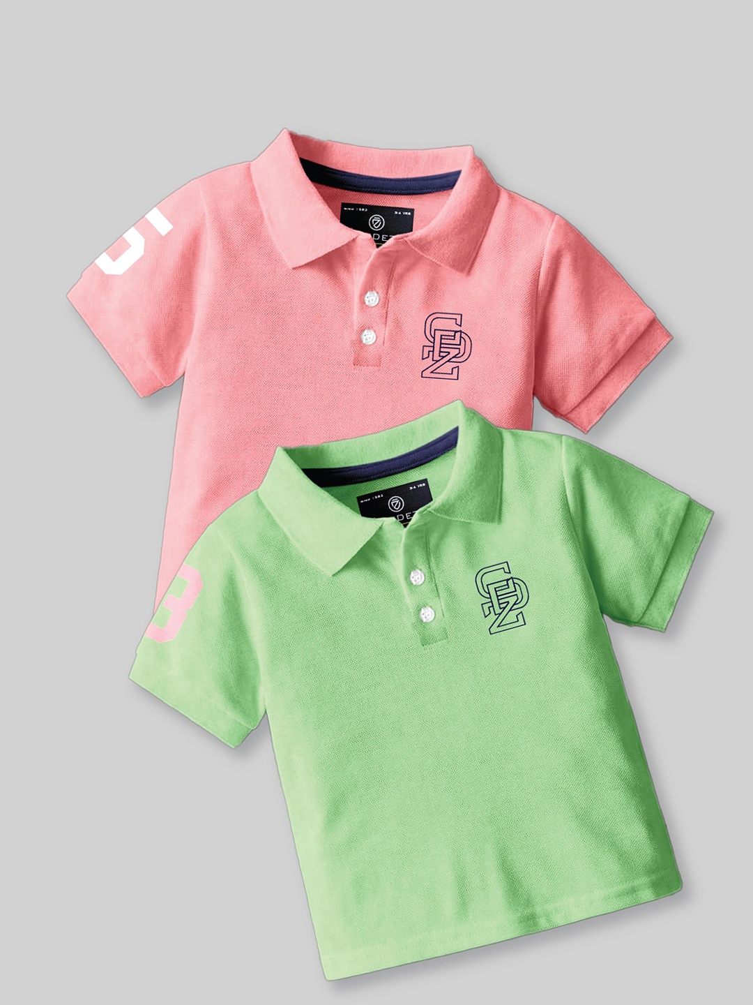 

CODEZ Boys 2 Polo Collar Applique T-shirt, Peach