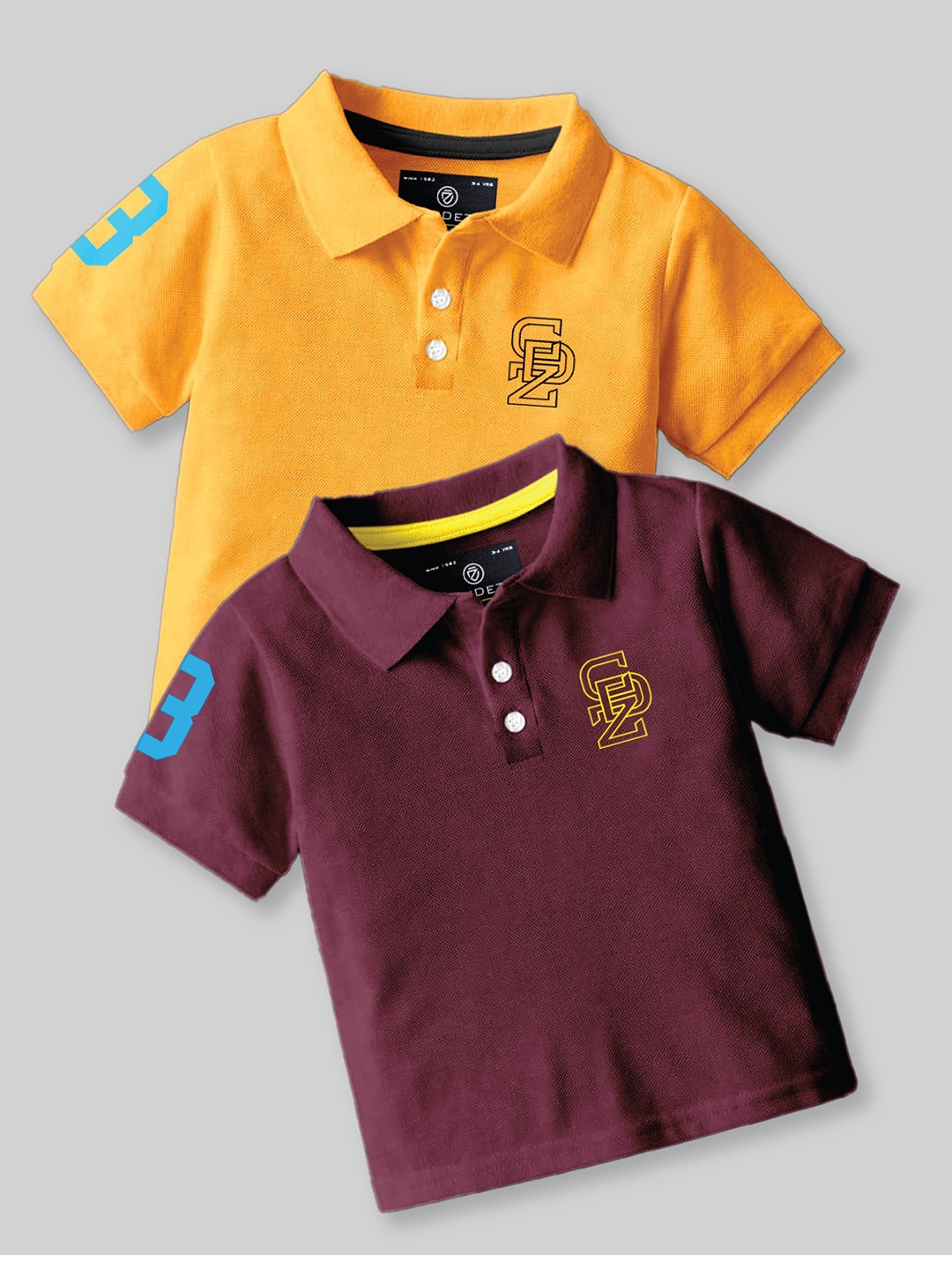 

CODEZ Boys 2 Polo Collar Applique T-shirt, Yellow