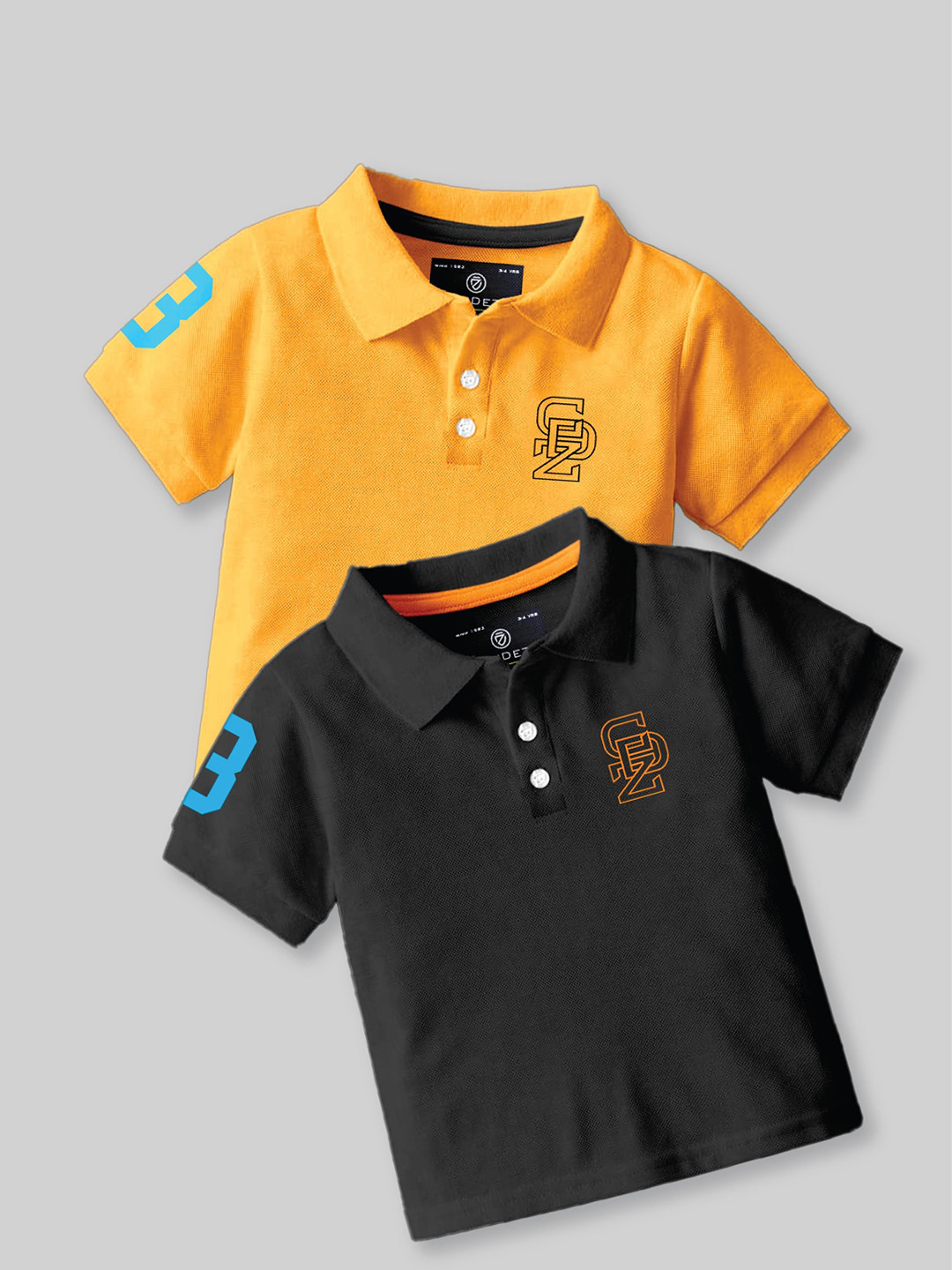 

CODEZ Boys Pack of 2 Polo Collar T-shirt, Yellow