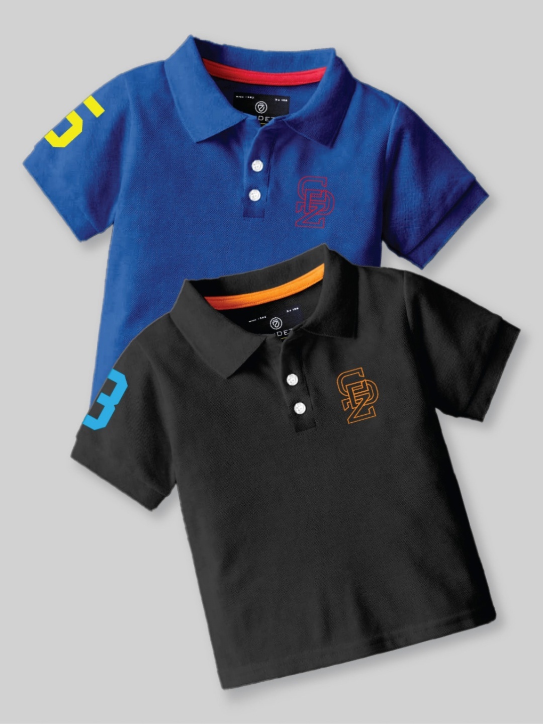 

CODEZ Boys 2 Polo Collar Applique T-shirt, Blue