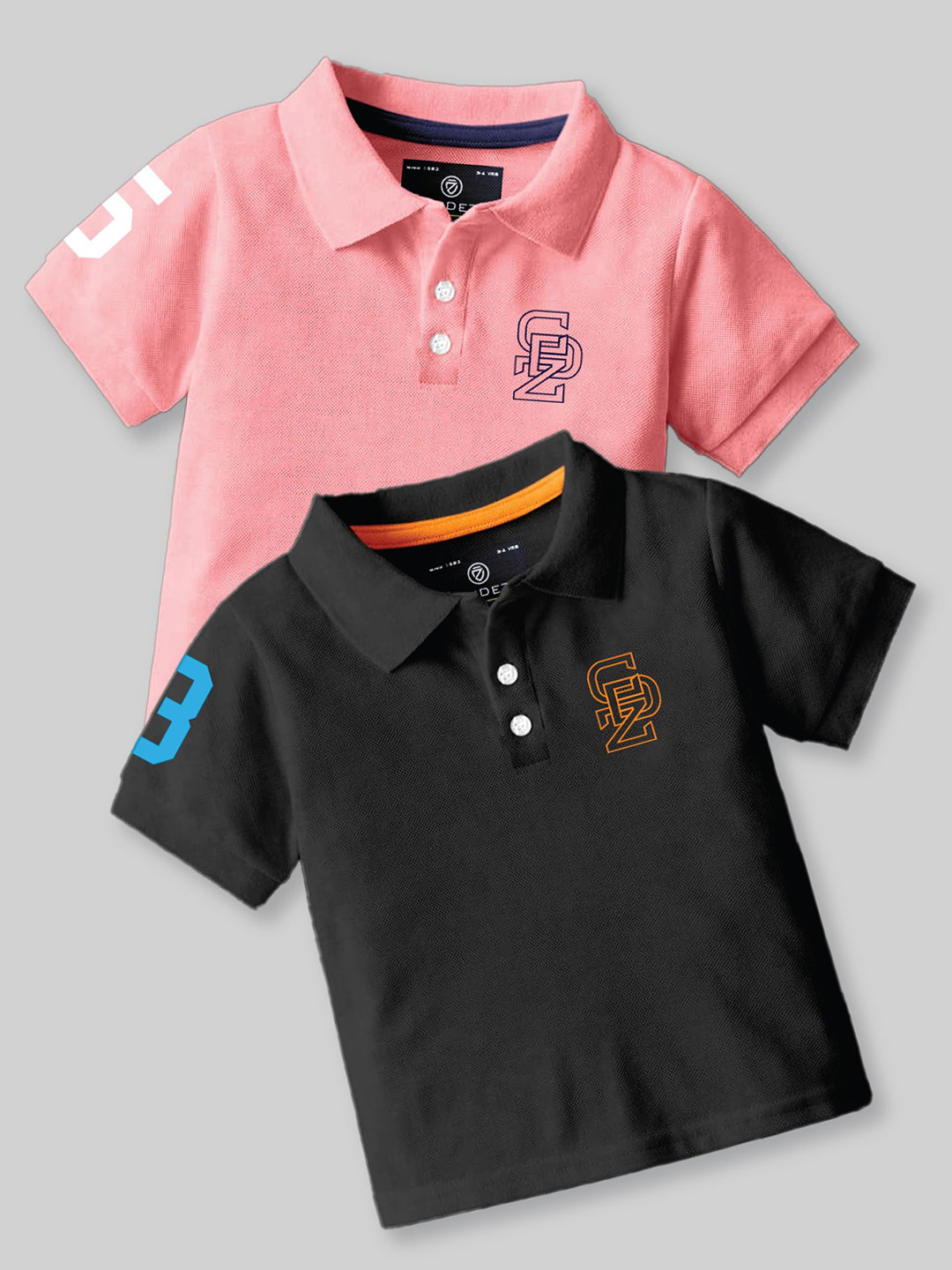 

CODEZ Boys 2 Polo Collar Applique T-shirt, Peach