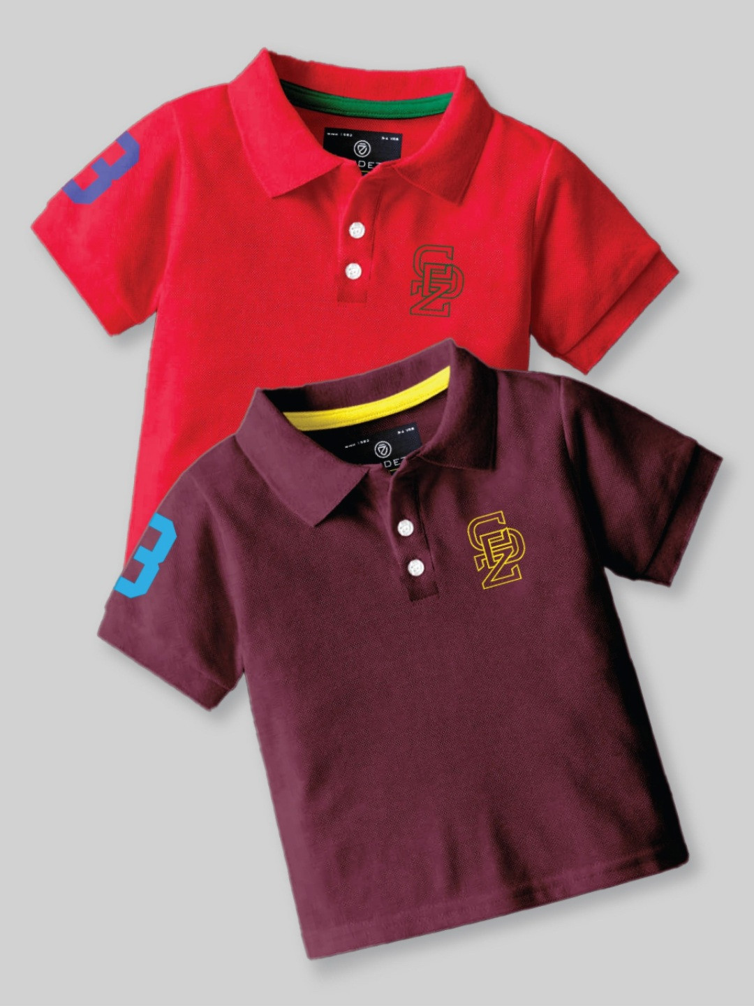 

CODEZ Boys 2 Polo Collar Applique T-shirt, Red