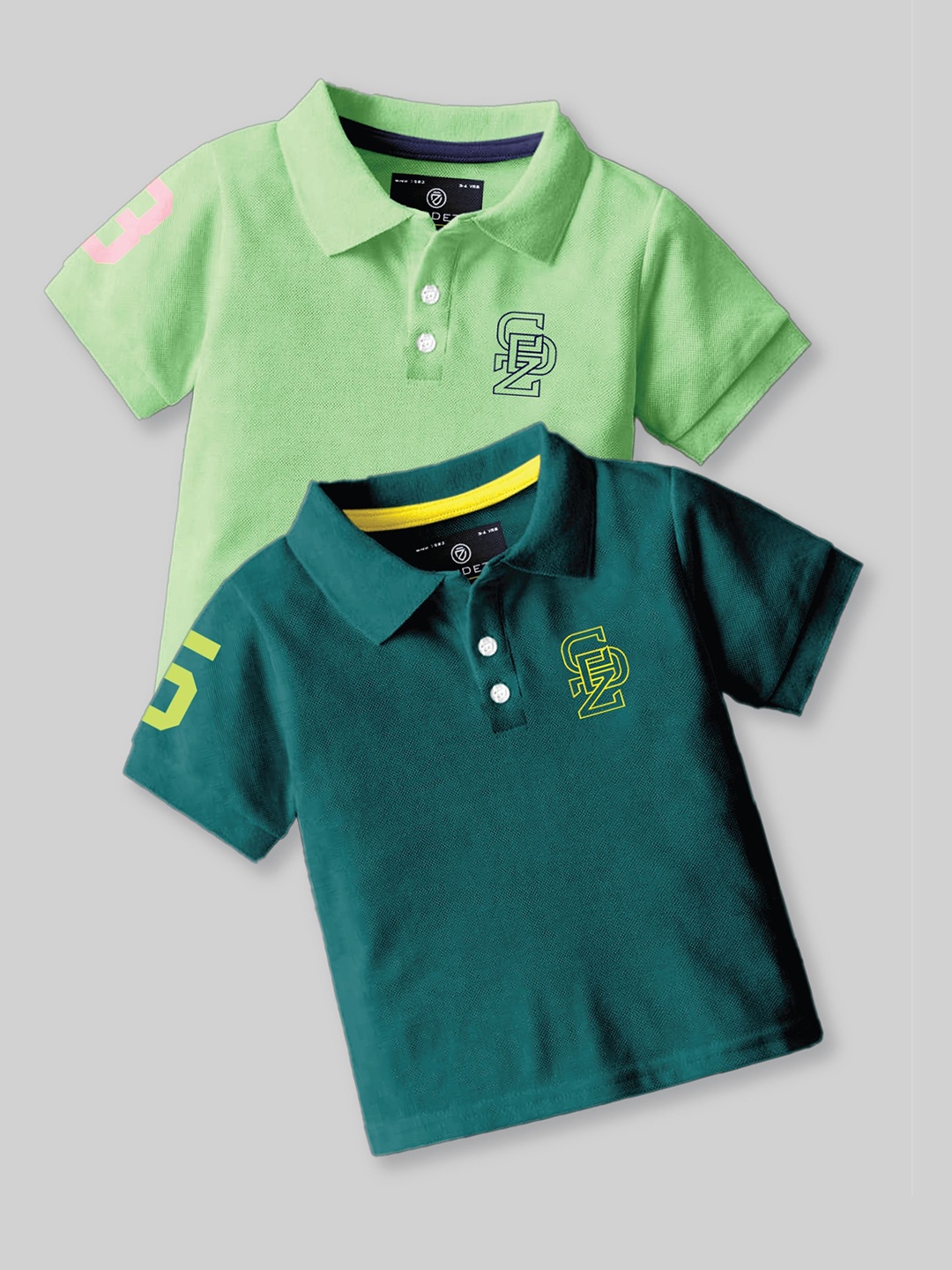 

CODEZ Boys Pack of 2 Polo Collar T-shirt, Green