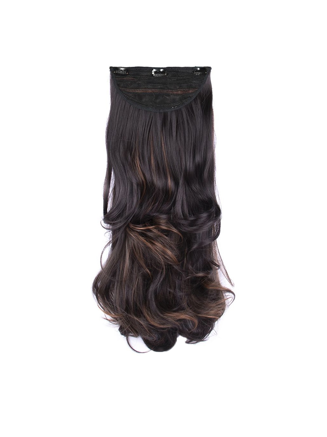 

Streak Street Clip In Curl Hair Extension With Copper Highlights - 24 Inch - Dark Brown