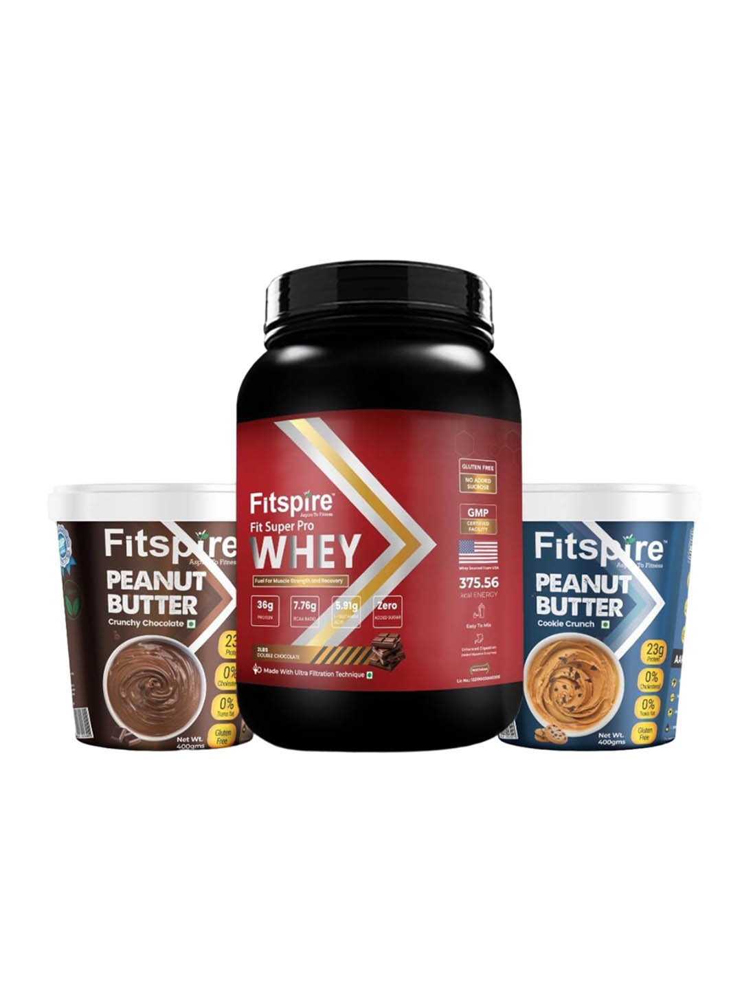 

Fitspire Adults Fit Super Pro Why Protein Double with 2-Pcs Peanut Butter- 200gm Each, Red