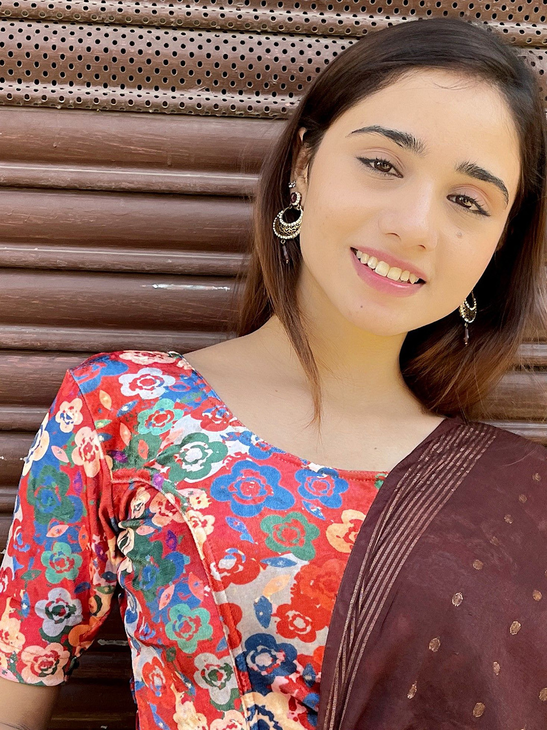 

Bindigasm's Advi Printed Short Sleeve Saree Blouse, Red