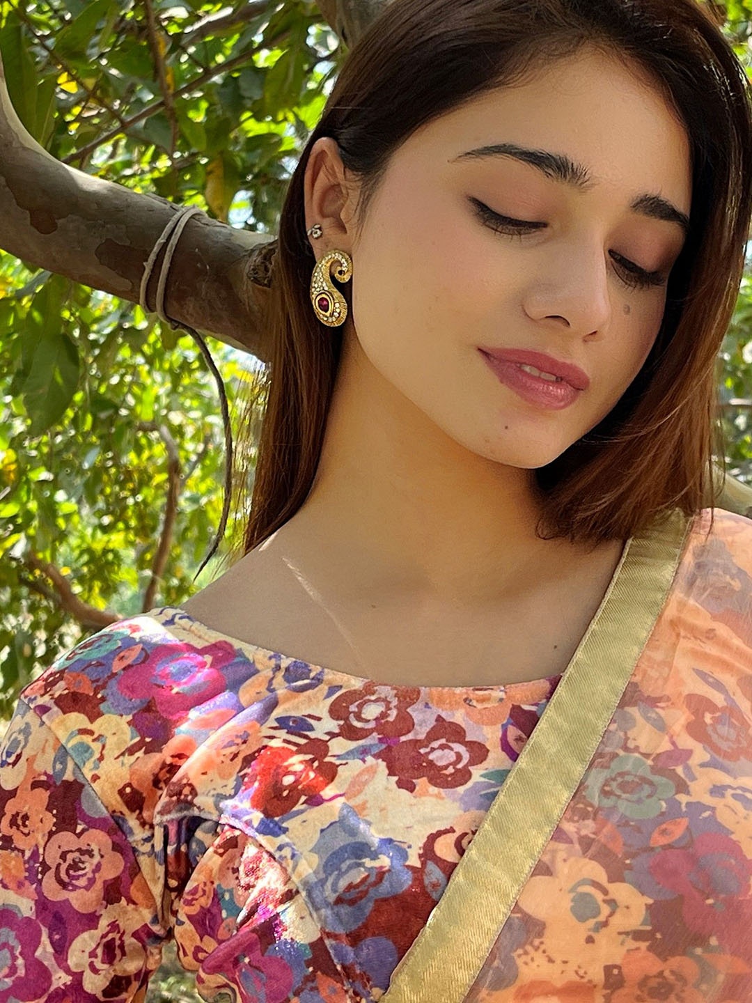 

Bindigasm's Advi Short Sleeve Saree Blouse, Peach