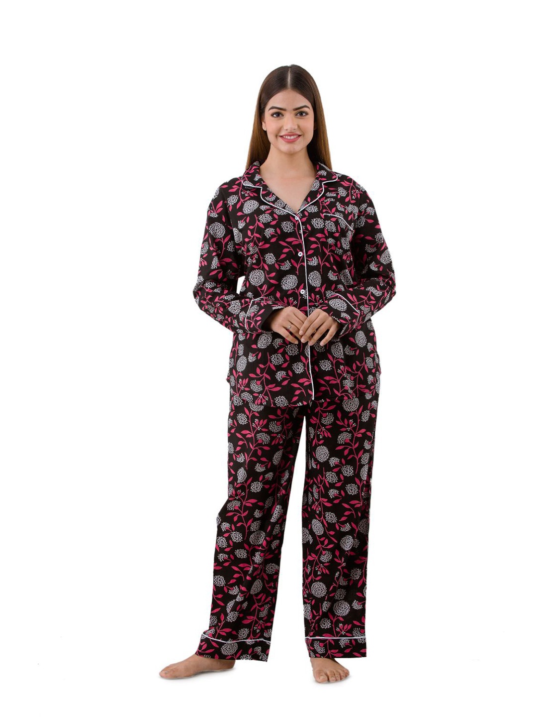 

Nation Polo Club Printed Night suit, Black