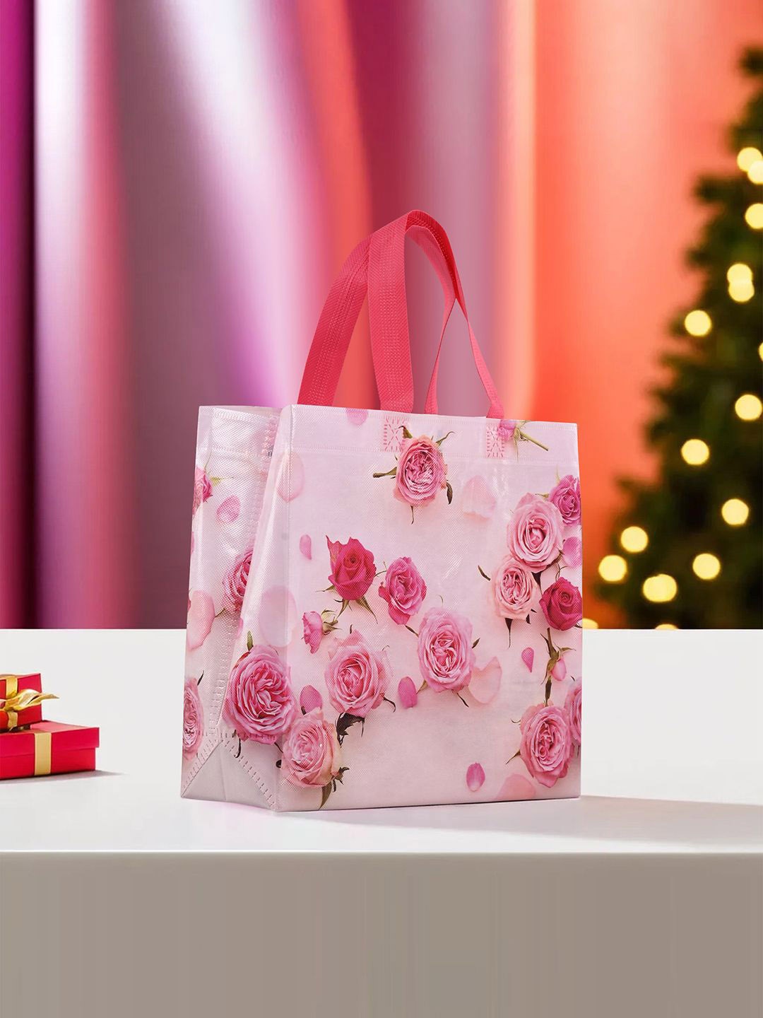 

Kuber Industries Floral Printed Handheld Bag, Pink