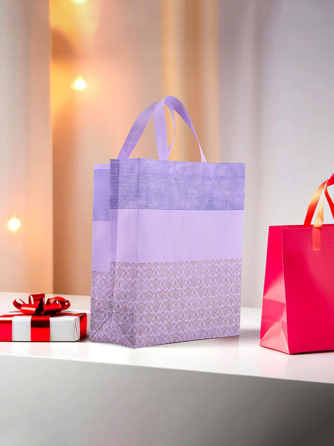 

Kuber Industries Printed Oversized Shopper Tote Bag with Cut Work, Purple