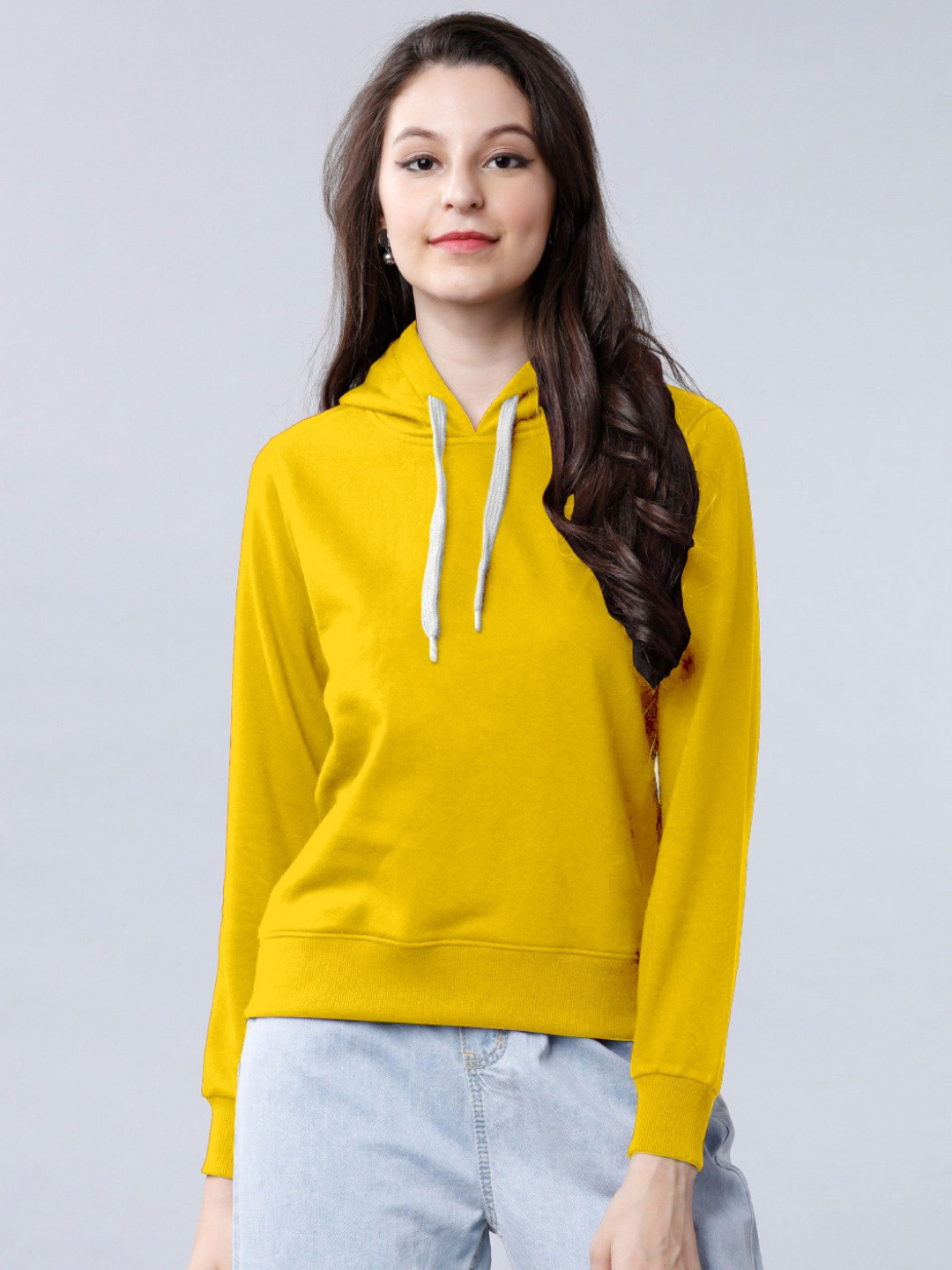 

BAESD Women Solid Hooded T-shirt, Yellow