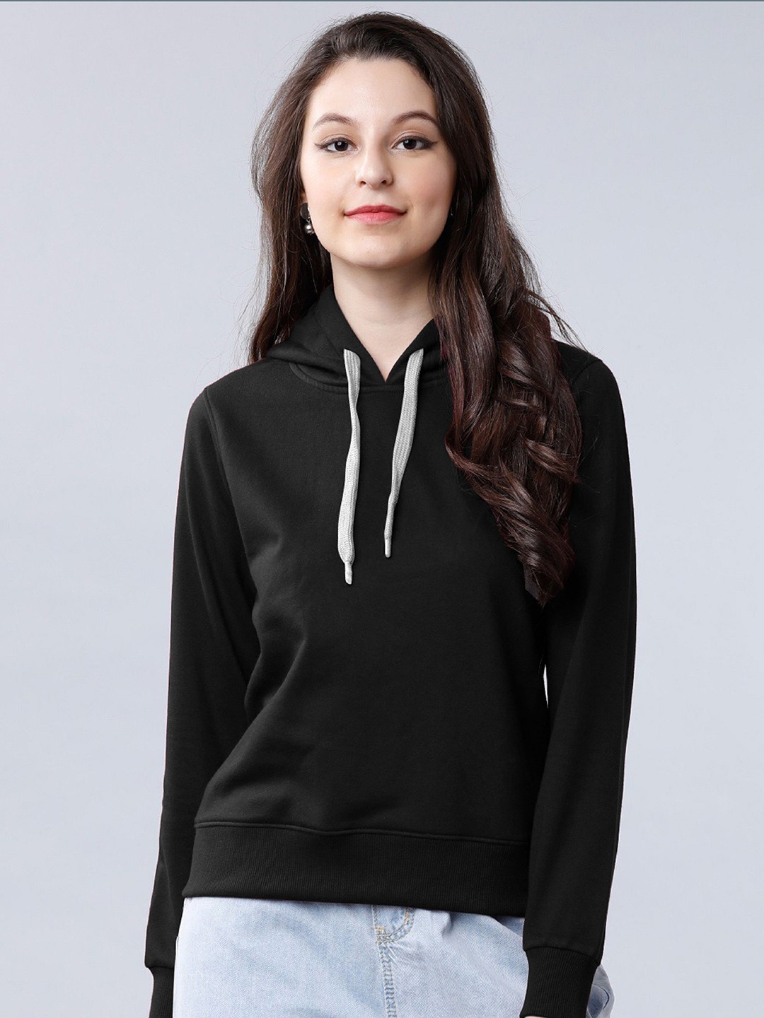 

BAESD Women Solid Hooded T-shirt, Black