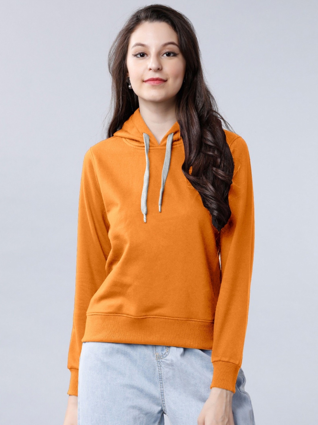 

BAESD Women Solid Hooded T-shirt, Orange