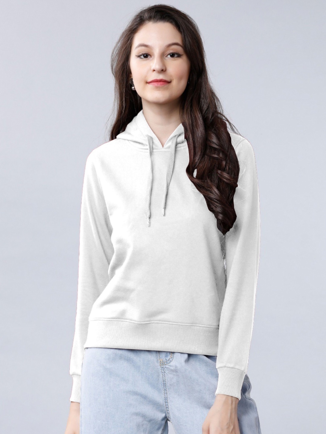

BAESD Women Solid Hooded T-shirt, White