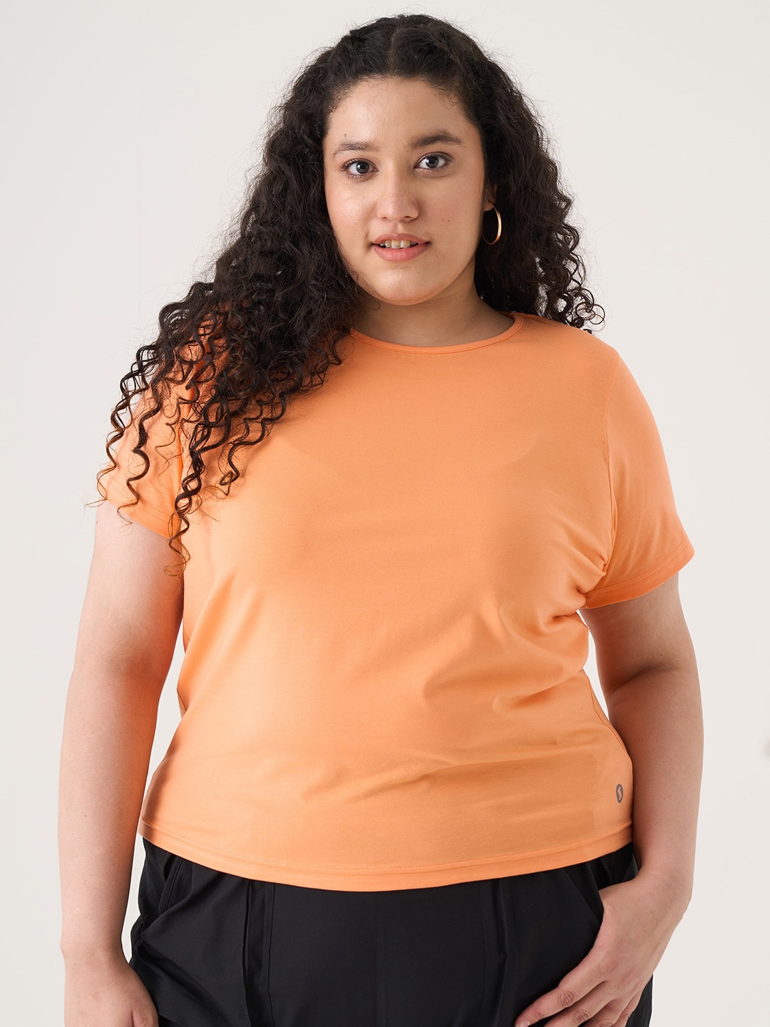 

SPIRIT ANIMAL Women Solid Plus Size Round Neck T-shirt, Orange