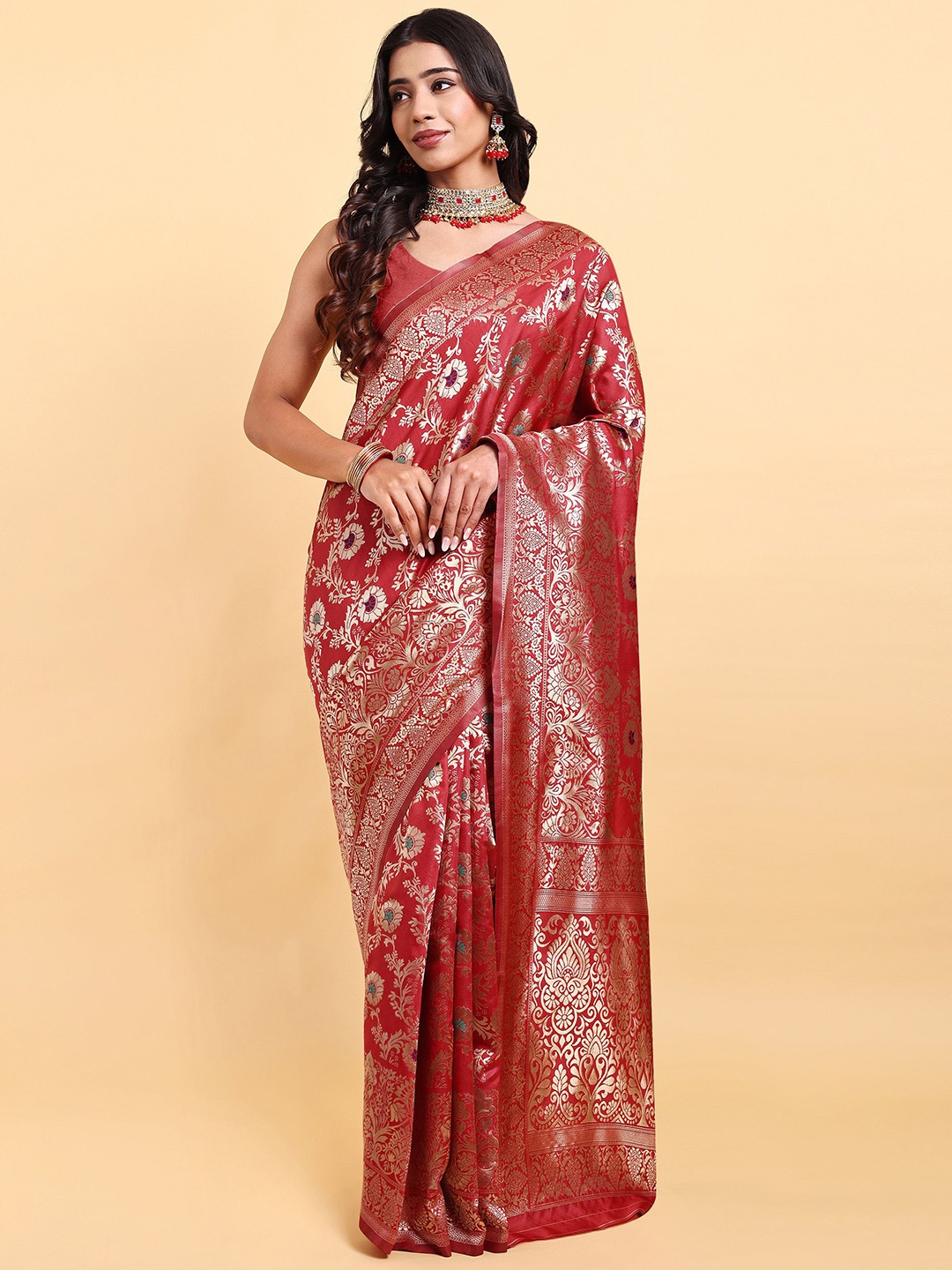 

Sarisp Ethnic Motif Zari Woven Pure Silk Banarasi Saree, Maroon