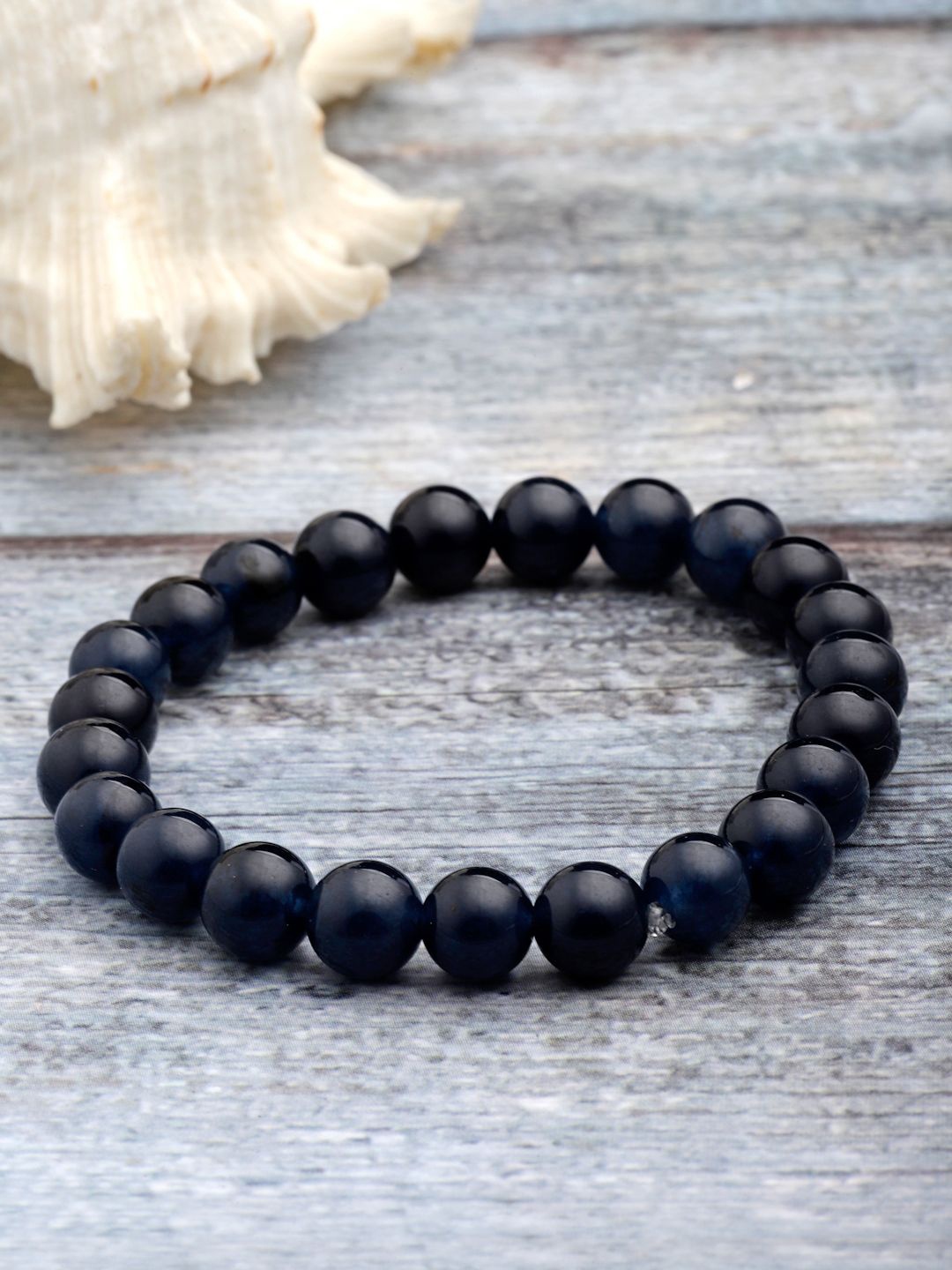 

Sanjog Unisex Crystals Beaded Elasticated Bracelet, Black