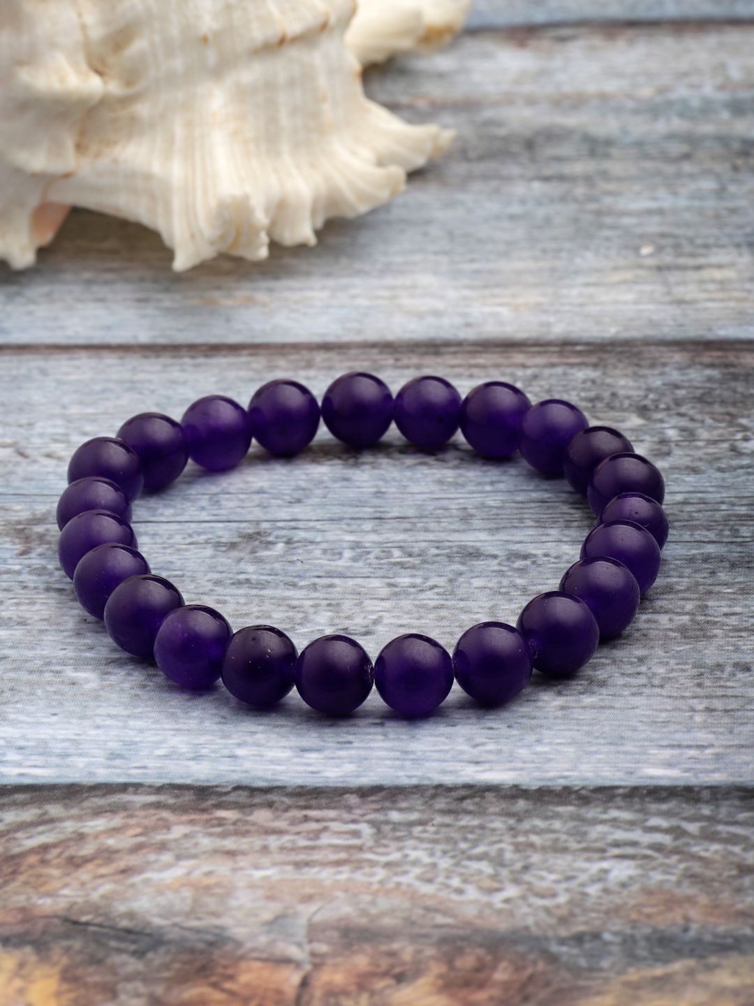 

Sanjog Unisex Crystals Elasticated Glass Dark Blue Beaded Bracelet, Purple