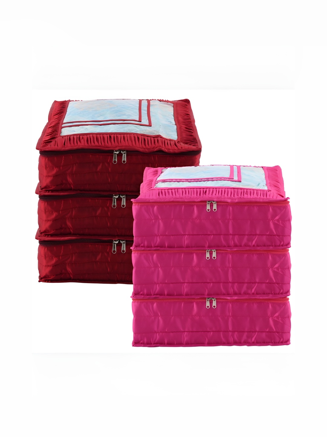 

Kuber Industries Maroon & Pink 6 Pieces Regular Saree Organisers
