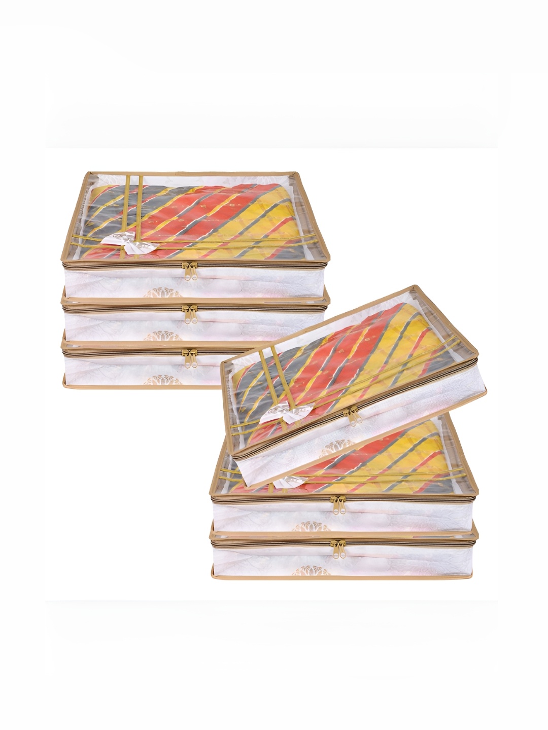 

Kuber Industries White & Transparent 6 Pieces Regular Saree Organisers
