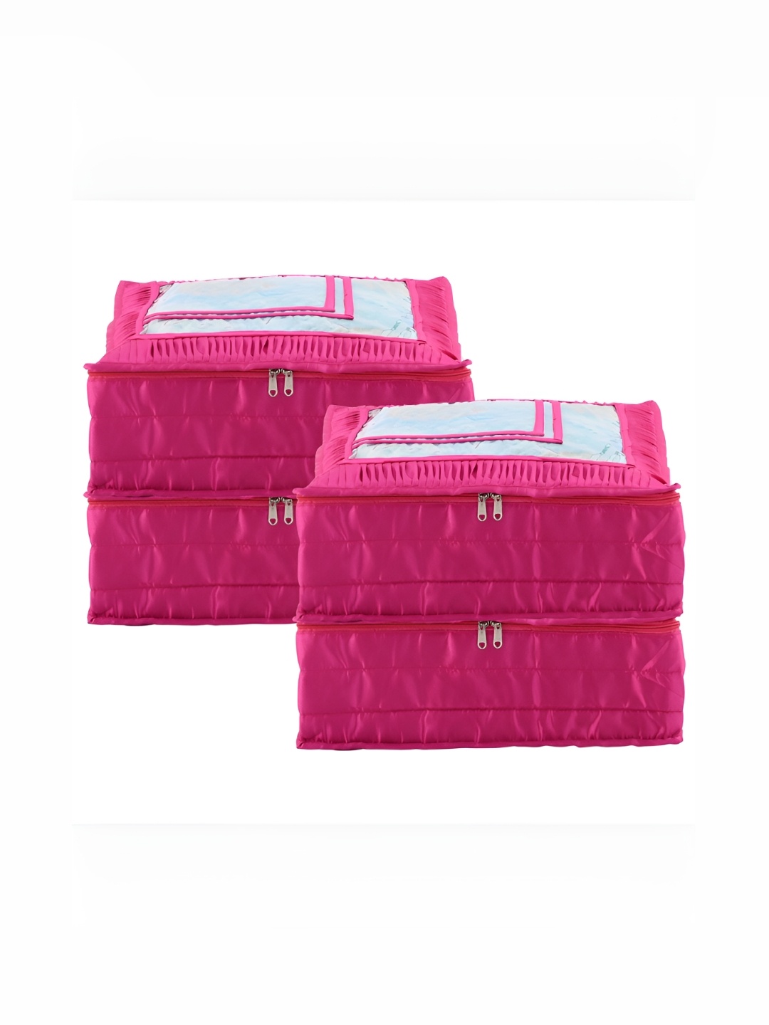 

Kuber Industries Pink & Transparent 4 Pieces Regular Saree Organisers