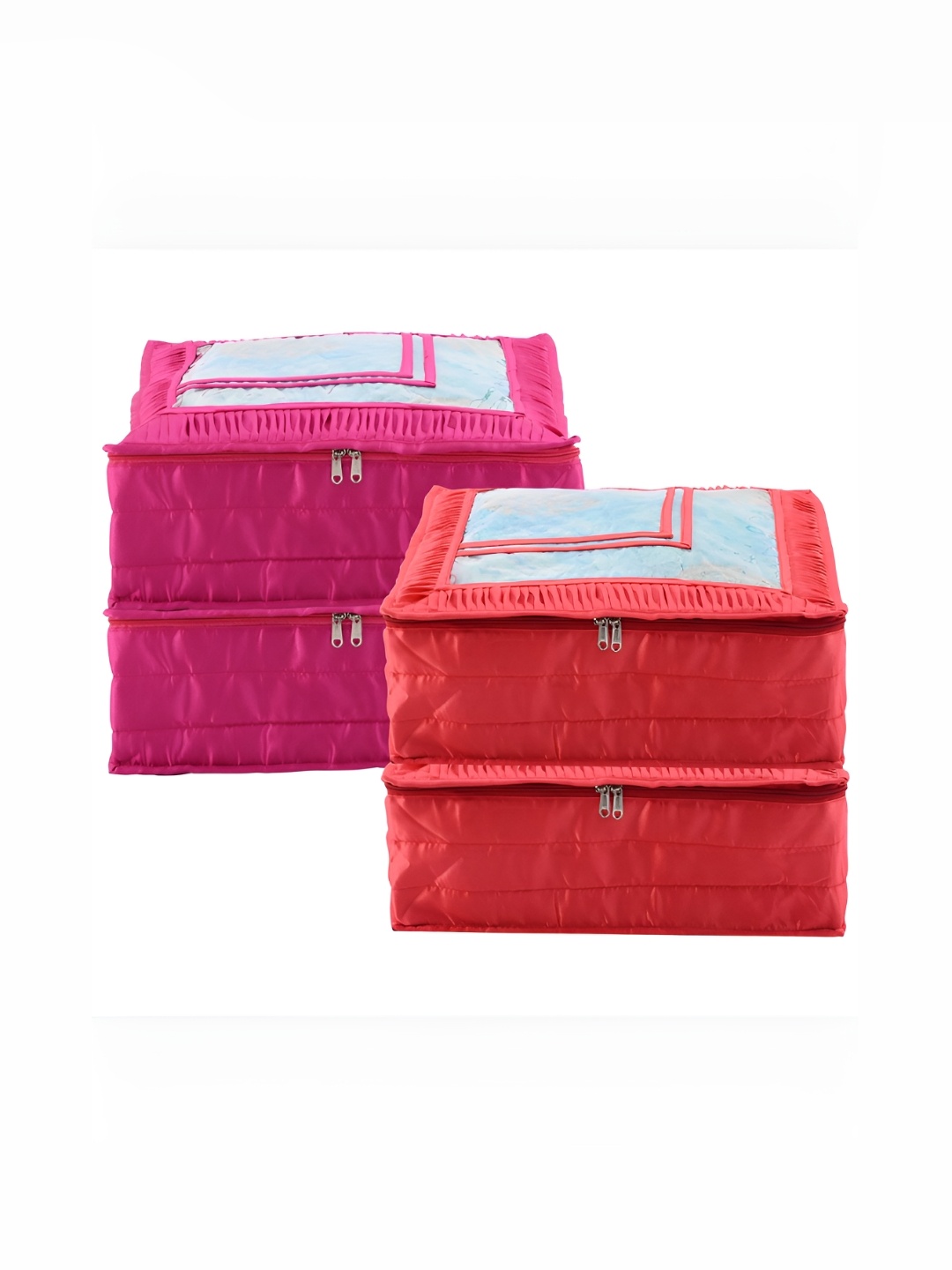 

Kuber Industries Pink & Red 4 Pieces Regular Saree Organisers