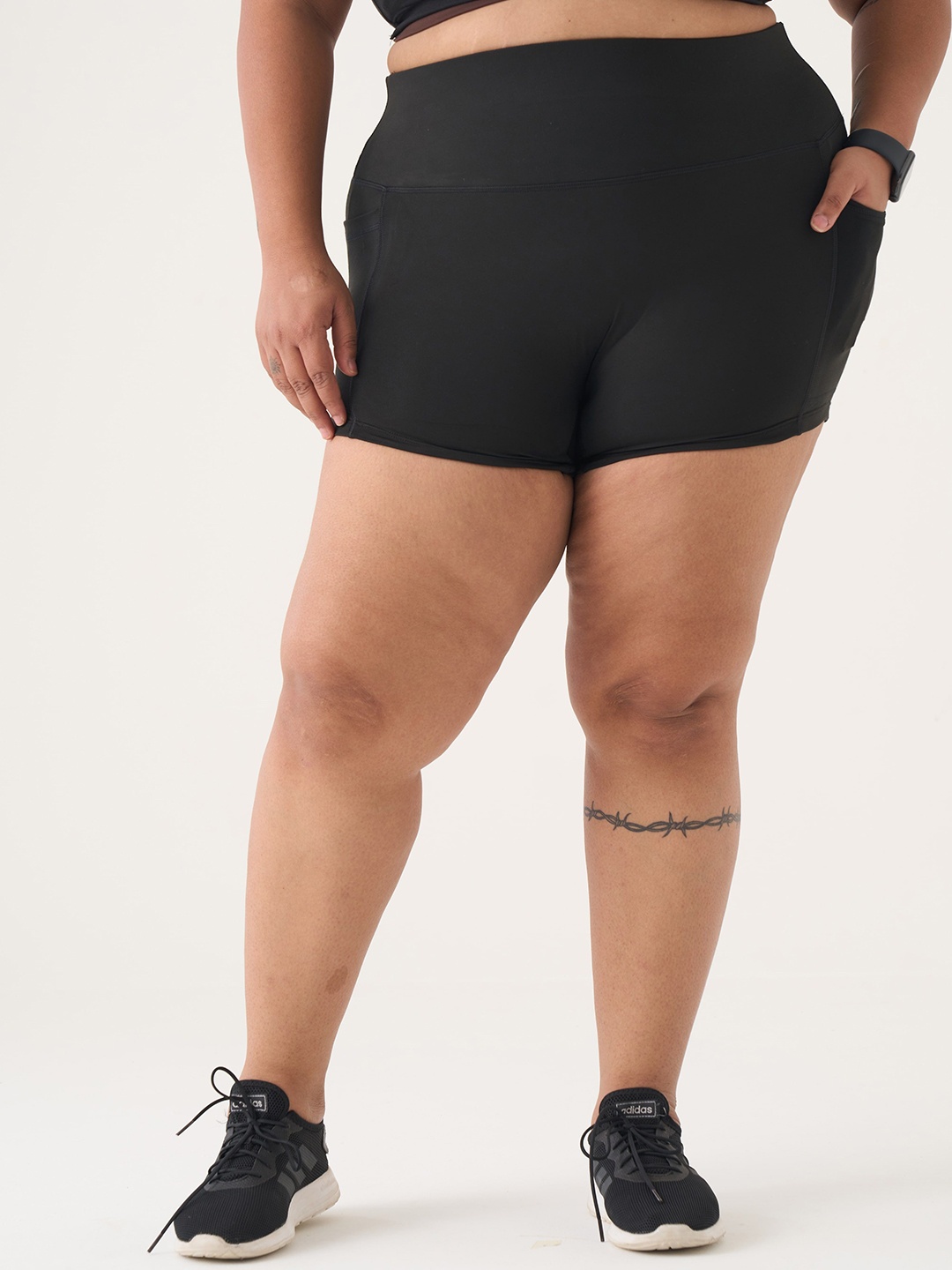 SPIRIT ANIMAL Plus Size Women High-Rise Training or Gym Shorts, Black