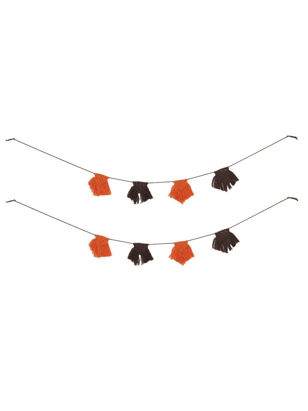 

HANDICRAFT PALACE 2 Pieces Brown & Orange Handmade Cotton Yarn Banner