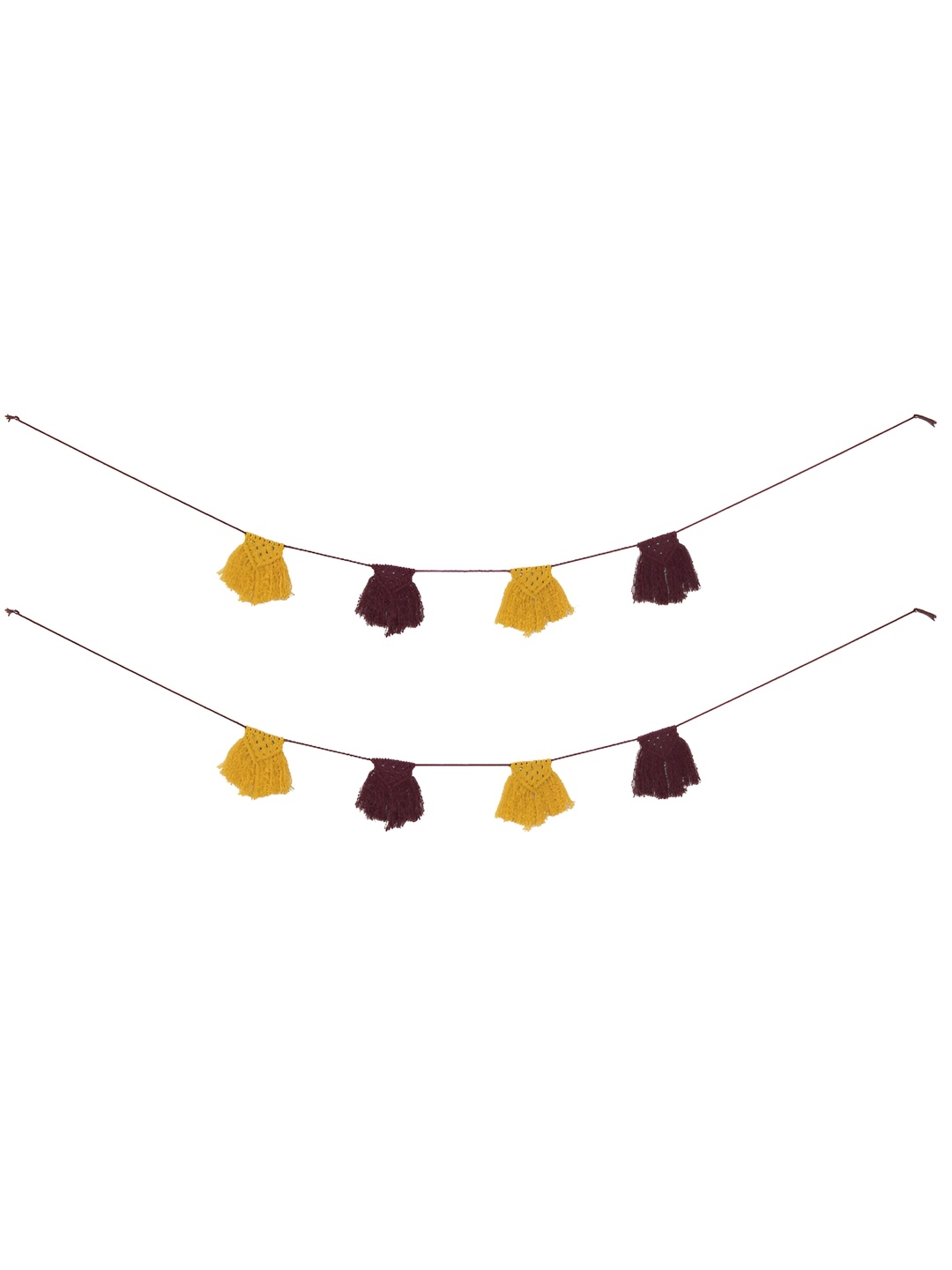 HANDICRAFT PALACE 2 Pieces Yellow & Brown Handmade Cotton Yarn Banner
