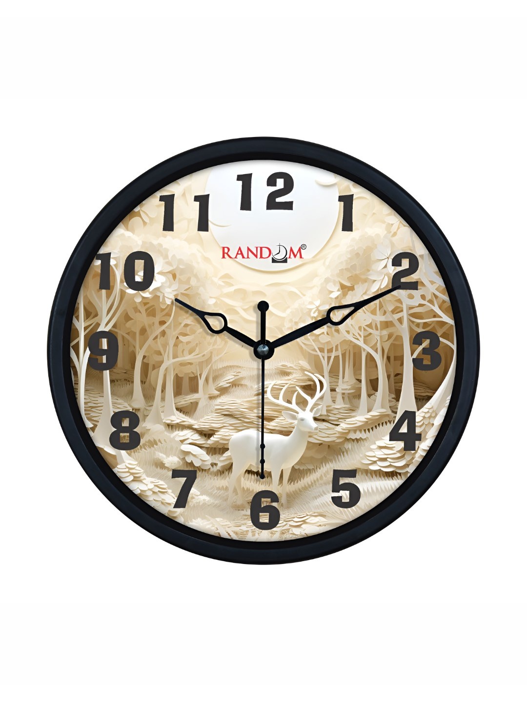 

RANDOM Beige & Black Printed Round Contemporary Wall Clock