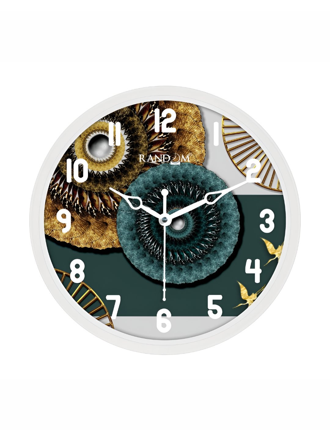 

RANDOM Green & White Printed Contemporary Wall Clock