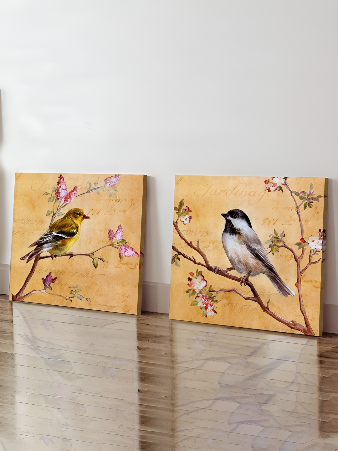 

Art Street Peach & Red 2 Pieces Canvas Birds and Animals Wall Arts