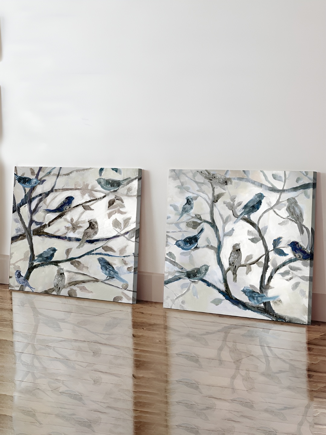

Art Street White & Blue 2 Pieces Canvas Birds And Animals Wall Arts