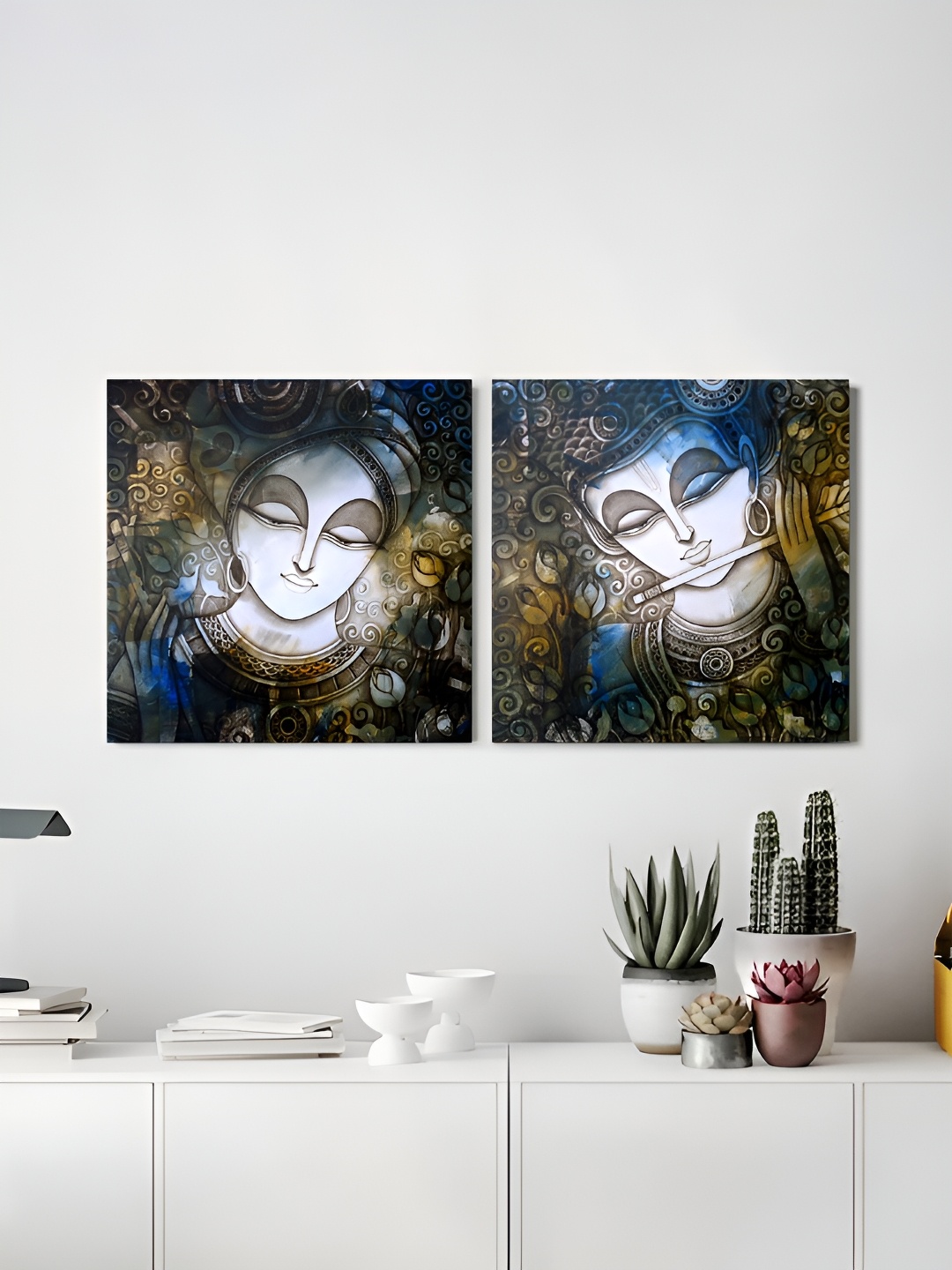 

Art Street Blue & White 2 Pieces Canvas Religious Wall Arts