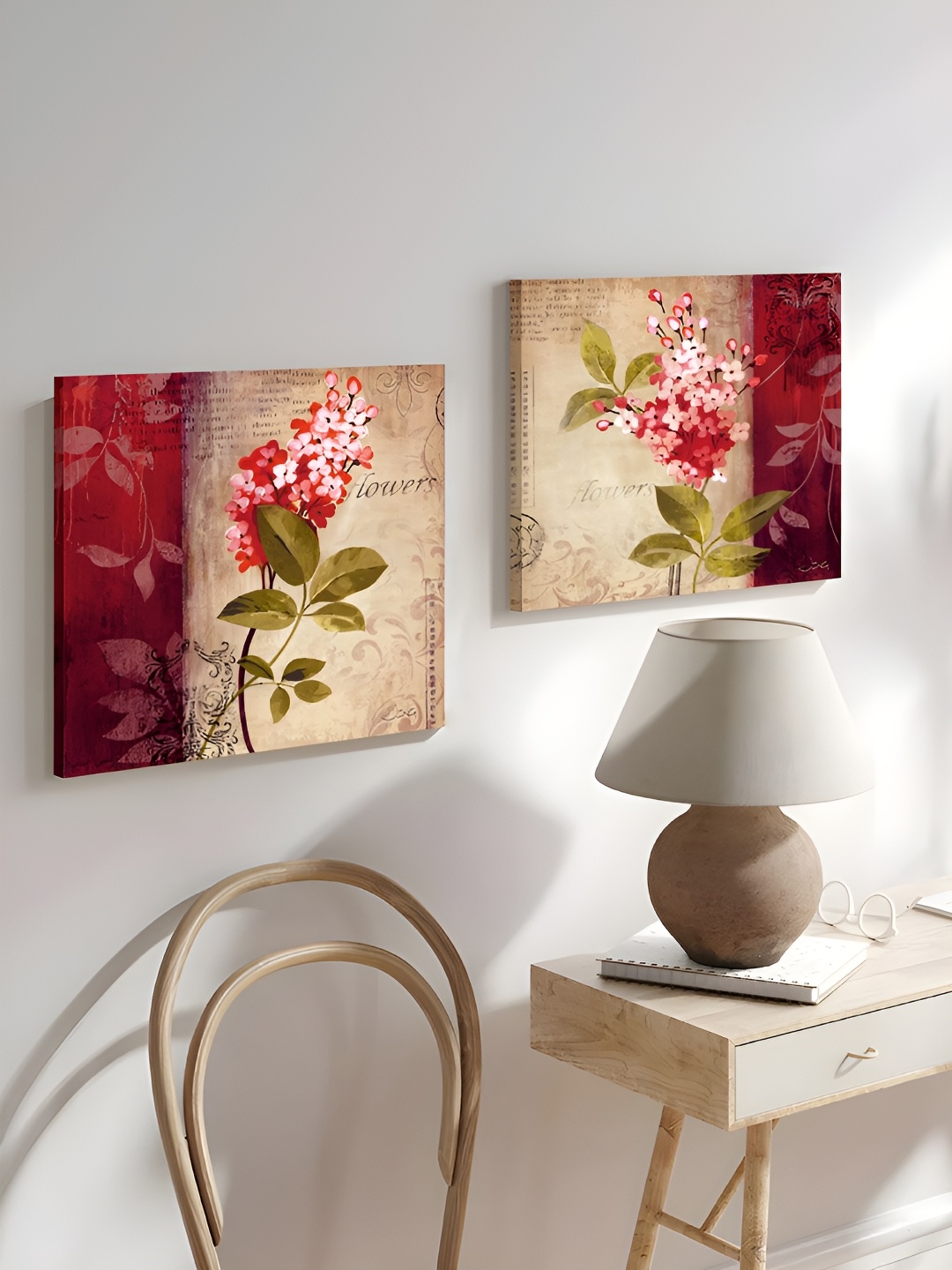 

Art Street Beige & Red 2 Pieces Canvas Floral and Botanical Wall Arts