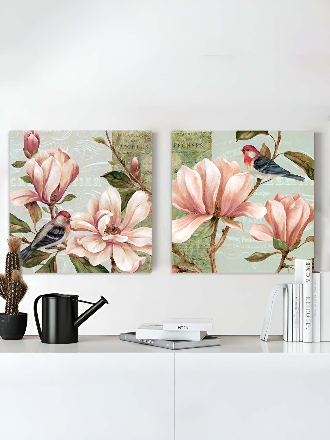 

Art Street Green & Pink 2 Pieces Canvas Floral and Botanical Wall Arts