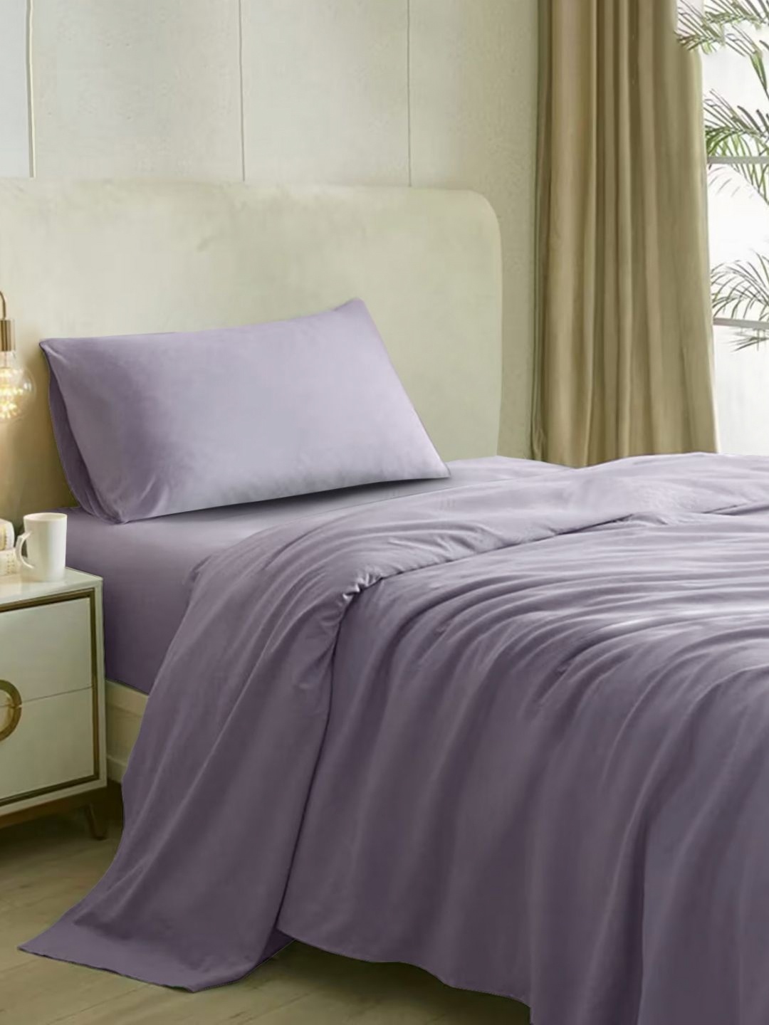 

Naksh Mauve 210 TC Single Bedsheet with 1 Pillow Covers