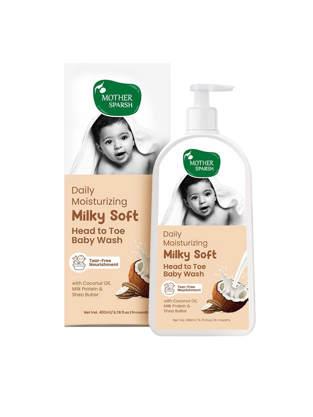 

Mother Sparsh Daily Moisturizing Milky Soft Head To Toe Baby Wash - 400ml, White