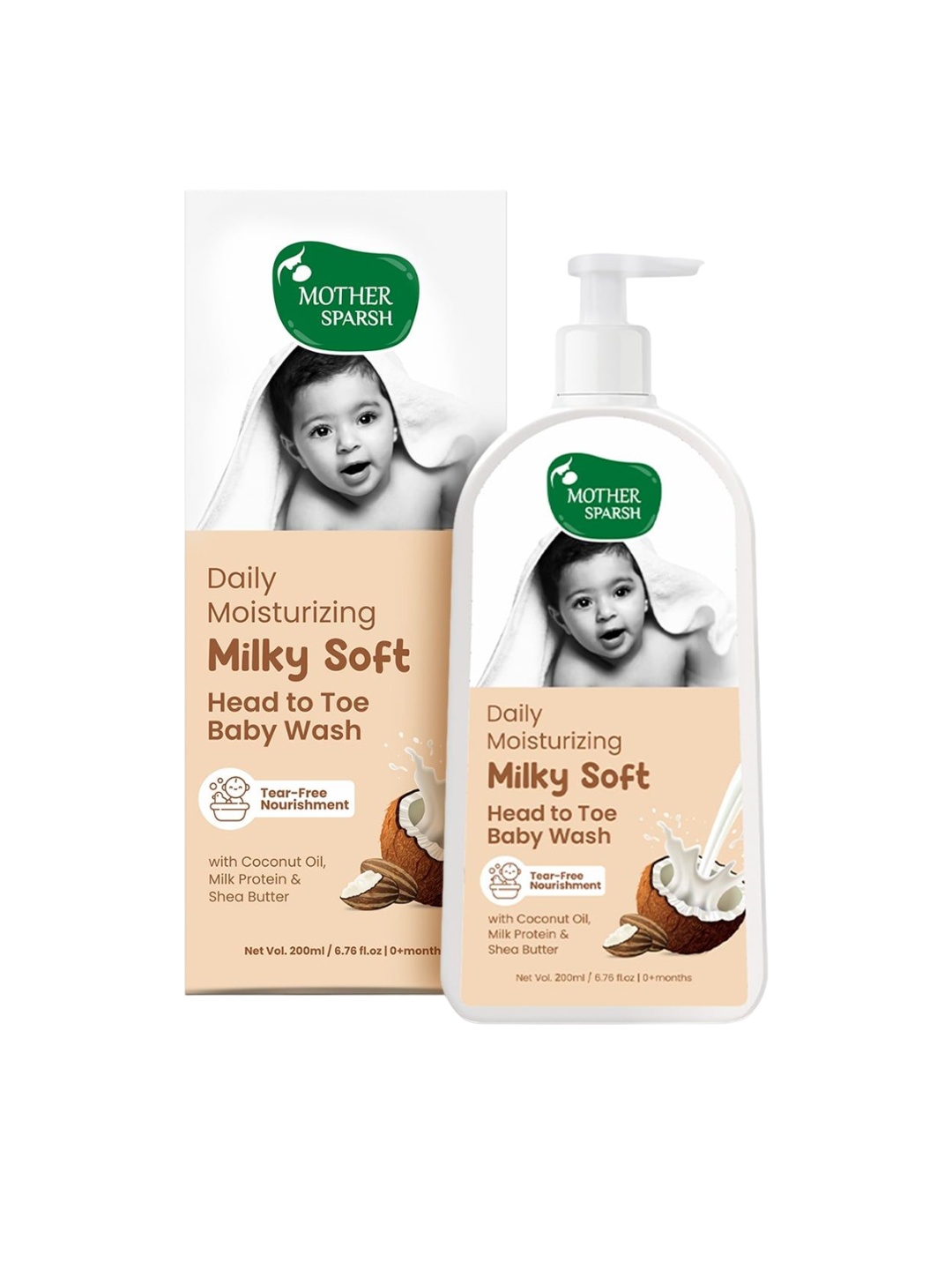 

Mother Sparsh Daily Moisturizing Milky Soft Head To Toe Baby Wash - 200ml, White