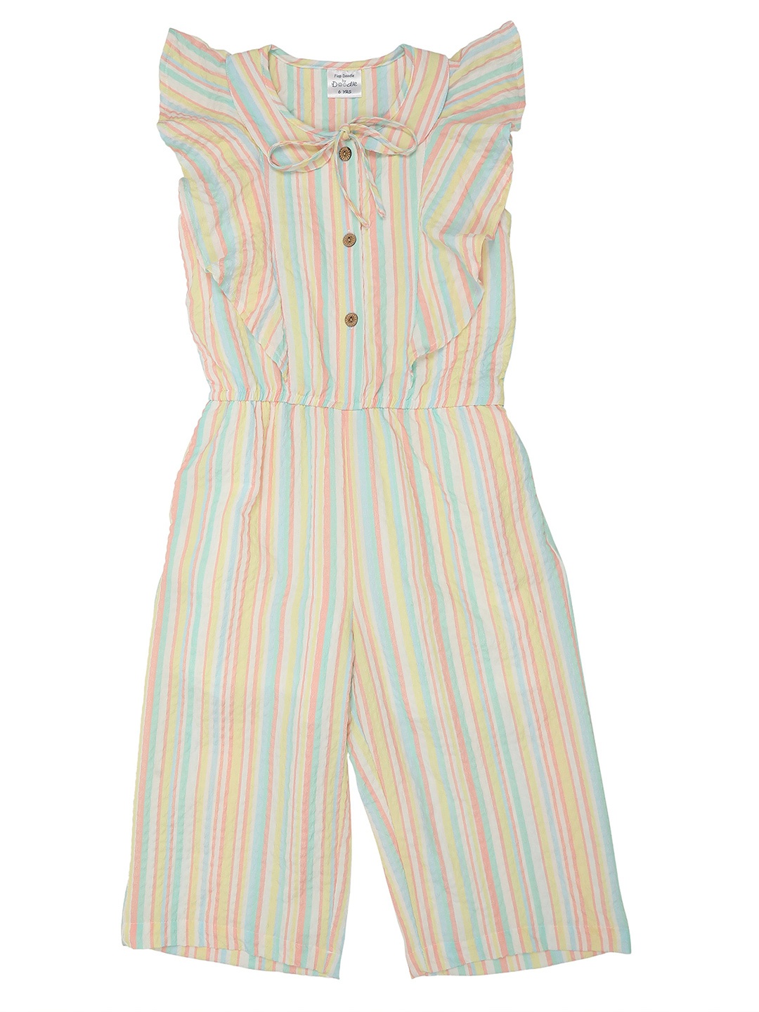 

Doodle Girls Striped Printed Basic Jumpsuit, Olive