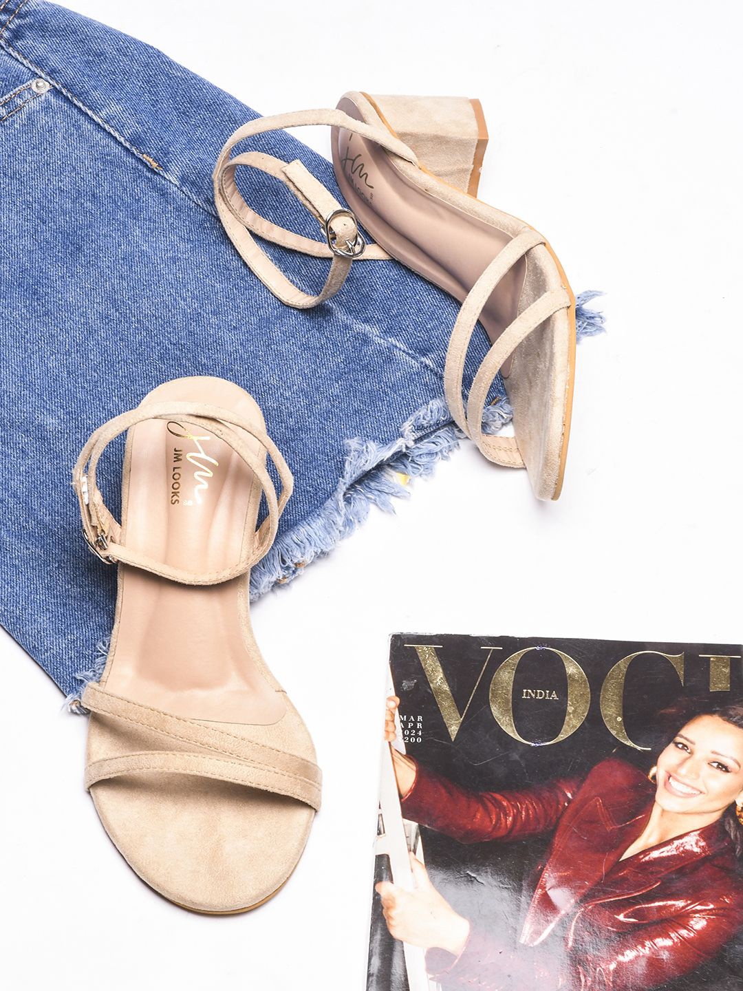 

JM Looks Comfortable Sole heel Sandals, Cream
