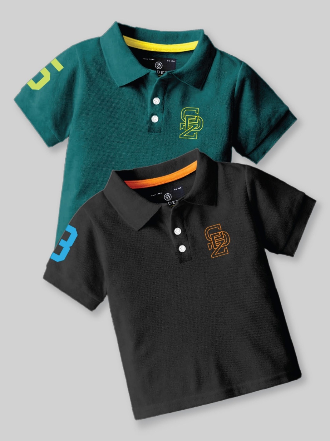 

BAESD Boys Pack Of 2 Graphic Printed Polo Collar Cotton T-Shirt, Green