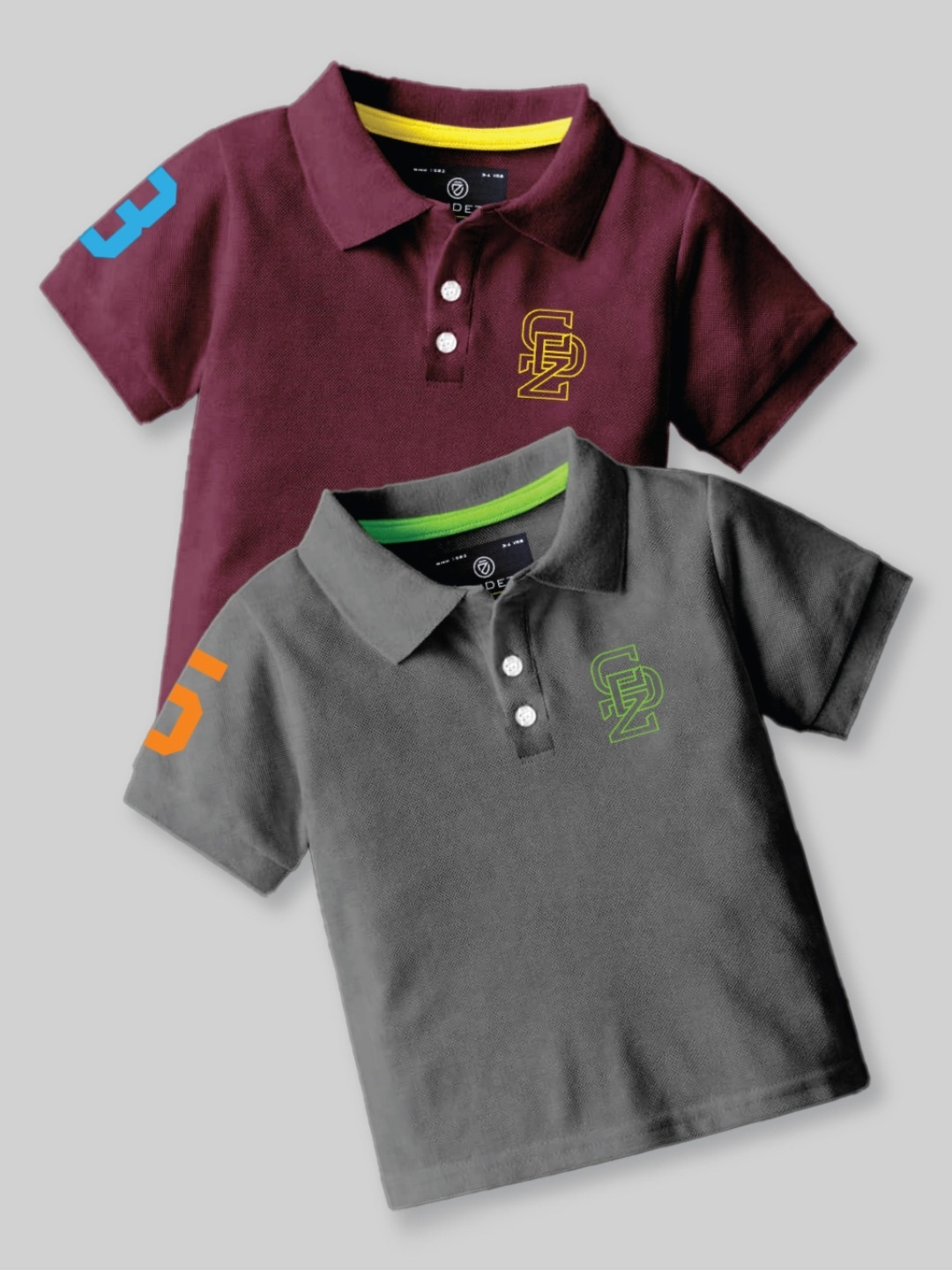 

BAESD Boys Pack Of 2 Graphic Printed Polo Collar Cotton T-Shirt, Maroon