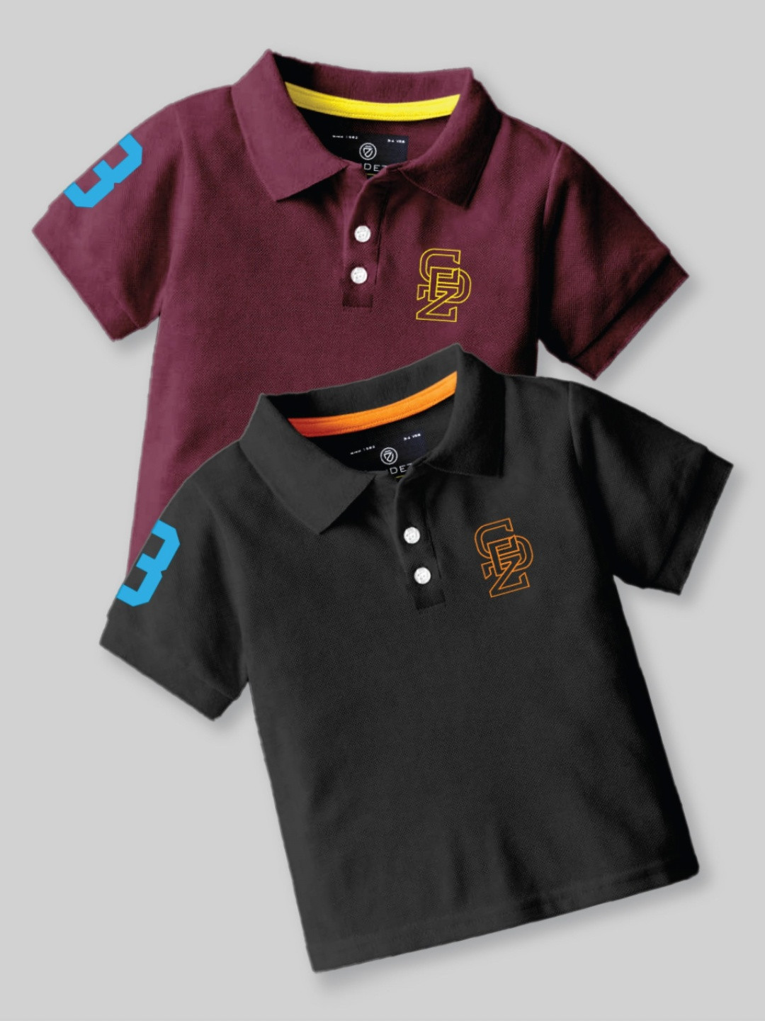 

BAESD Boys Pack Of 2 Graphic Printed Polo Collar Cotton T-Shirt, Maroon