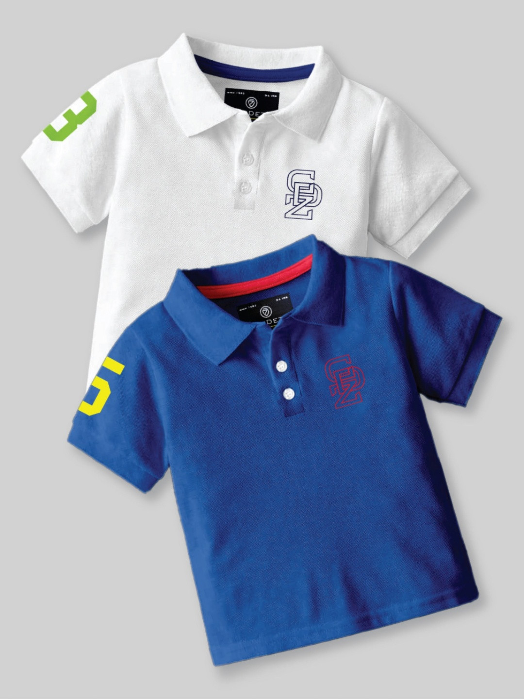 

BAESD Boys Pack Of 2 Graphic Printed Polo Collar Cotton T-Shirt, White